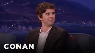 Freddie Highmore Teaches Conan Polite British Swears  CONAN on TBS [upl. by Aicineohp411]