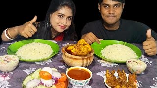 FULL HANDI SPICY CHICKEN CURRY WITH JEERA RICE  RAITA amp SALAD  MUKBANG EATING SHOW [upl. by Rebmat281]