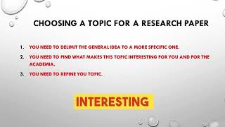 Choosing a Topic for a Research Paper [upl. by Otir]