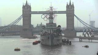 HMS Belfast gun salute [upl. by Ynohtnaed]