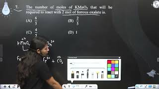 The number of moles of KMnO4 that will be required to react with 2 mol of ferrous oxalate is [upl. by Hannavahs433]