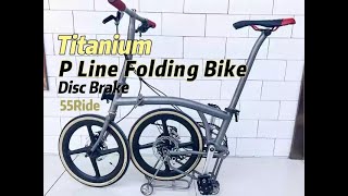 Titanium Alloy Modified Trifold Bicycle Flat Mount Disc Brake P line Folding Bike [upl. by Palm]