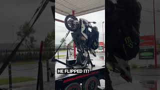 BMW S1000RR wheelie fail  FLIPPED the bike  saved by the straps  WHEELIE MACHINE [upl. by Nissy]