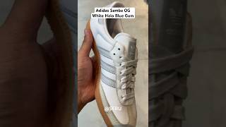 Adidas Samba OG White Halo Blue Gum  Cloud White on hand Adidas AdidasSamba Samba HaloBlue [upl. by Leribag]