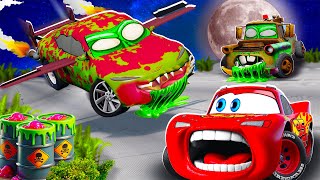 Big amp SmallMcQueen and Mater VS NatalieCertain Flying ZOMBIE Trailer cars in BeamNGdrive [upl. by Jillana]