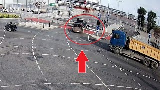 Electric scooter CRASH into passing vehicles trailer [upl. by Niarb]