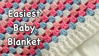 Easiest crochet baby blanket crochet granny stripe blanket easy baby blanket beginner friendly [upl. by Llerdnod302]