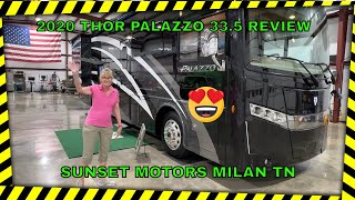 2020 THOR PALAZZO 33 5 CLASS A DISEL MOTOR HOME USED FOR SALE REVIEW INFO SPECS SUNSET MOTORS TN [upl. by Nicodemus]