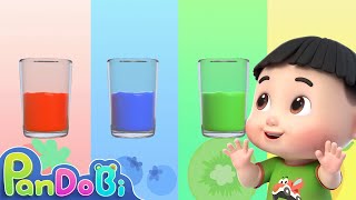 Kids Learn Colors  Color Juice Song  Red Yellow Blue Green  Pandobi Nursery Rhymes amp Kids Songs [upl. by Adyan]