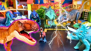 Jurassic World Collection TREX vs Indoraptor vs Stegosaurus vs Triceratops vs Spinosaurus [upl. by Abbi]