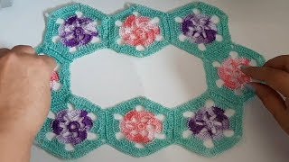 Canesu a tejido a crochet para blusas paso a paso facil y rapido tejido con hexágonos de flores [upl. by Annairdua]