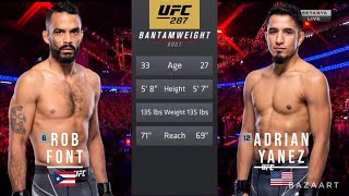 ROB FONT VS ADRIAN YANEZ FULL FIGHT UFC 287 [upl. by Natika630]