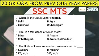 SSC MTS  2023  Part  51  Imp GK QampA from PYQ Papers  ssc mts [upl. by Maitund616]