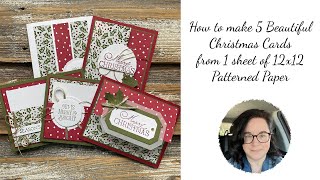 5 Beautiful Christmas Cards From One 12x12 [upl. by Truda]