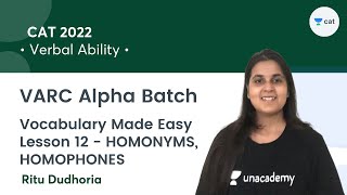 VARC Alpha Batch  Vocabulary Made Easy Lesson 12  HOMONYMS HOMOPHONES l Verbal Ability l CAT 2022 [upl. by Samara]