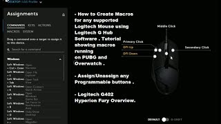 2019 How to Create Macros using Logitech GHUB Software G402 Mouse Overview PUBG amp Overwatch Gameplay [upl. by Ennovad922]