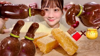 ASMR Chocolate Honey Jelly Honeycomb【Mukbang Eating Sounds】【English subtitles】 [upl. by Ennairoc]