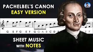 Pachelbels Canon  Sheet Music with Easy Notes for Recorder Violin  Backing Track [upl. by Marola920]