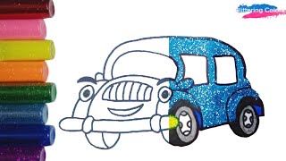 Menggambar mobil untuk anak tk mewarnainya dengan glitter [upl. by Acinhoj]