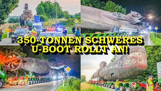 SPEKTAKULÄRER SCHWERTRANSPORT 350 TONNEN SCHWERES UBOOT U17 ROLLT GEKIPPT NACH SINSHEIM [upl. by Odel]