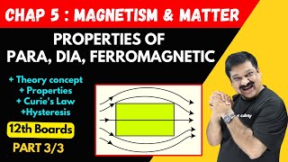 Properties of Para Dia amp Ferromagnetic material💥Part 33 Chapter 5 Magnetism amp Matter 💥12th Physics [upl. by Eremahs]