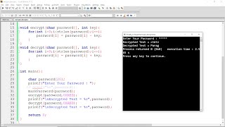 Encrypt and Decrypt Password with Key in C Programming [upl. by Hemingway364]