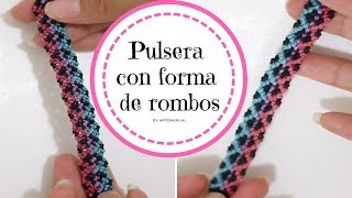 Pulsera de hilos Macramé con Forma de Rombos  Diamond Friendship Bracelet [upl. by Scornik668]