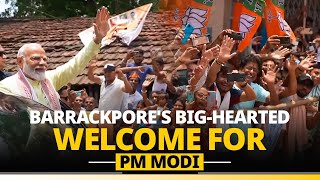 Barrackpores big hearted welcome for PM Modi as he holds a roadshow in West Bengal [upl. by Audrit]