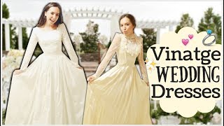 TRYING ON REAL VINTAGE WEDDING DRESSES [upl. by Linis]