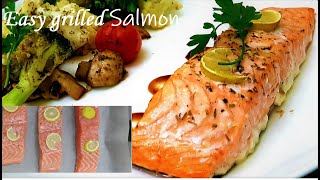 Easy and Healthy Salmon Recipe  Grilled Salmon  Baked Salmon with Grilled Veggies [upl. by Nelleus]