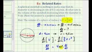 Ex Related Rates  Volume of a Melting Snowball [upl. by Andria134]