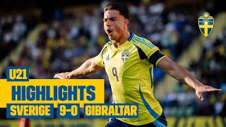 Highlights U21  Sverige – Gibraltar 9–0  Storseger i EMkvalet [upl. by Anavahs21]