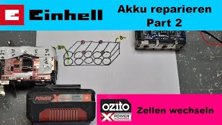 Einhell ozito battery repair cell replacement  Part 2 [upl. by Anne]