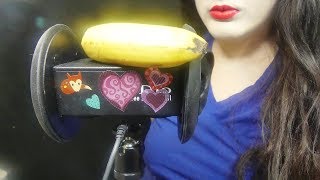 ASMR Banana Eating Sounds  Whip Cream Eating  3DIO BINAURAL [upl. by Llehsyar410]