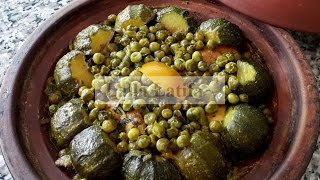 tajine de poulet aux petits pois et à la courgette ronde طاجين الدجاج بالجلبانه والكرعه [upl. by Noinatrad]