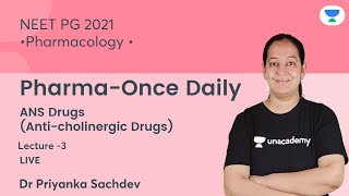 PharmaOnce Daily  ANS Drugs  L3  Pharmacology  2021 Lets crack NEET PG  Dr Priyanka Sachdev [upl. by Rojas]