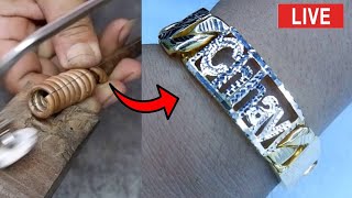 Watch how to make 18k gold bracelets popular 🔥🔨 shorts gold viral video silver jewelry [upl. by Arata]