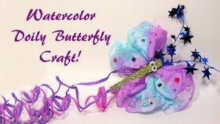 watercolor doily butterfly craft [upl. by Albin136]