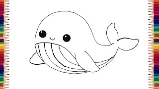 Easy Whale Fish Drawing  Fish drawing for kids  Cute Fish Drawing drawing [upl. by Aniled193]