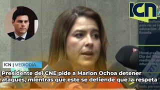 Presidente del CNE pide a Marlon Ochoa detener ataques mientras que este se defiende que la respeta [upl. by Kurr]