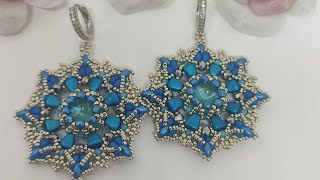 DIY tutorial orecchini Eugénie beading beadwork earrings style tutorial pendant [upl. by Schreibman20]