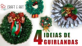 DIY 4 GUIRLANDAS NATAL 2017  CRAFT E ART ARTESANATO [upl. by Crista]