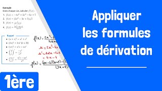 Comment appliquer les formules de dérivation  somme produit quotient [upl. by Aneertak]