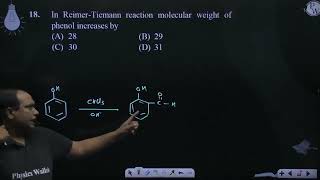 In ReimerTiemann reaction molecular weight of phenol increases by [upl. by Jadd435]