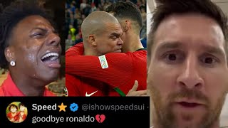 FAMOUS REACTION TO RONALDO LAST EURO 2024 ELIMINATION  PORTUGAL vs FRANCE 00 35  ISHOWSPEED [upl. by Trebuh]