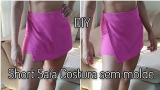 Short saia com em viscolinho Corte e Costura Fácil [upl. by Enidanreb]