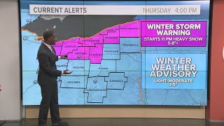 Cleveland weather Winter Storm Warning issued for multiple Northeast Ohio counties [upl. by Atirak]