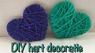 DIY VALENTIJN DECORATIE HARTJES van karton en wol knutselen  DIY DECO HEARTS craft [upl. by Qidas]