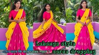 Lahenga style saree draping  Lahenga style এ saree কিভাবে পরে  Full Bengali tutorial video [upl. by Netniuq]