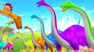 Long Neck Dinosaur Brachiosaurus Adventure to Rescue T Rex Funny Dinosaur Comedy Videos Compilation [upl. by Waterer850]